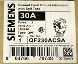 Siemens QF230ACSA 2 Pole 30 AMP Type QPF Ground Fault Circuit Breaker 120 240 V