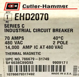 Eaton Cutler Hammer 2Pole 70 AMP Type EHD Circuit Breaker