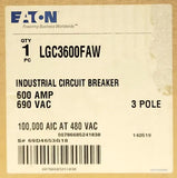 Eaton LGC3600FAW 3 Pole 600 AMP Type L630C Current Limiting Circuit Breaker