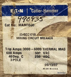 Eaton MAM3600 3 Pole 600 AMP Type MAM Mining Circuit Breaker 600