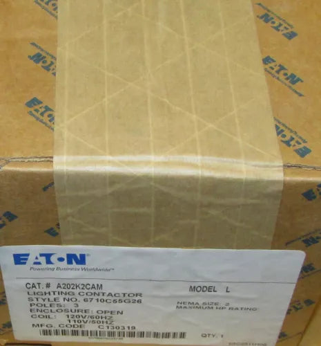 Eaton A202K2CAM Size 2 Lighting Contactor 110/120V 3 Pole *SEALED*