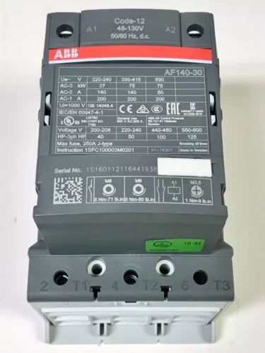 ABB AF140 30 00 12 48-130 VDC 3 Pole CODE-12 Contactor 130 AMP