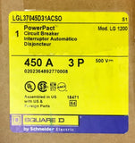 SQUARE D LGL37045D31ACS0 3 Pole 450AMP Type LG 1200 Power Pact Circuit Breaker