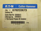 Eaton Cutler Hammer 6702ED673 Special Purpose 3P 74 VDC Contactor Coamo CTRS