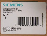 Siemens 3VF2313 1FT41 0AA0 3 Pole 125 Amp VF125 Circuit Breaker