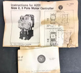 Westinghouse Cutler Hammer A200M2CMC A200 Size 2 Starter 48VDC Coil Model J