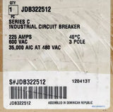 Eaton Cutler Hammer JDB322512 3 Pole 225 AMP Type JDB Circuit Breaker 1A 1B AUX