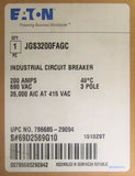 Eaton Cutler Hammer JGS3200FAGC 3Pole 200AMP J250S-C Circuit Breaker JGS3200FAG