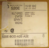 Allen Bradley Size 1 Multispeed Starter 110/120V 520E BOD A2E A2E