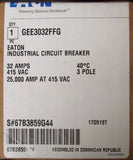 Eaton Cutler Hammer GEE3032FFG Type GEE Circuit Breaker 3 Pole 32 Amp 415 VAC