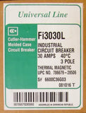 Cutler Hammer Fi3030L 3 Pole 30 Amp Type Fi Universal Line Circuit Breaker