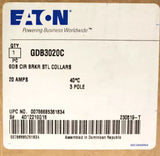 Eaton Cutler Hammer GDB3020C 3 Pole 20 AMP Type GDB GDB320 Circuit Breaker