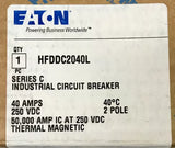 Eaton Cutler Hammer HFDDC2040L 2 Pole 40 AMP Type HFD-DC Circuit Breaker