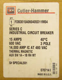 Cutler Hammer FDB3015A060405D11M04 FDB Breaker 1A 1B Aux KPEK1 End Cap Terminal