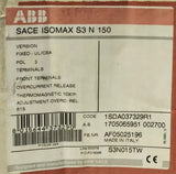 ABB S3N015TW SACE ISOMAX S3 N 150 3 Pole 15 AMP Circuit Breaker 1SDA037329R1