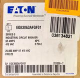 Eaton EGE3063AFGF01 50-63AMP E125E Circuit Breaker EGE3063AFG Freeze Tested