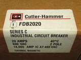 Eaton Cutler Hammer Type FDB Circuit Breaker 2 Pole 20 Amp FDB2020